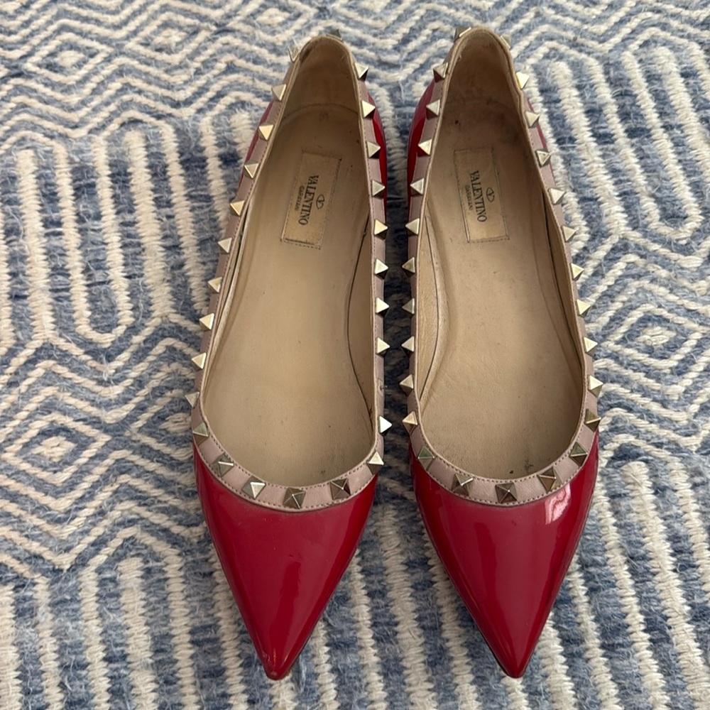 Valentino patent red leather flats